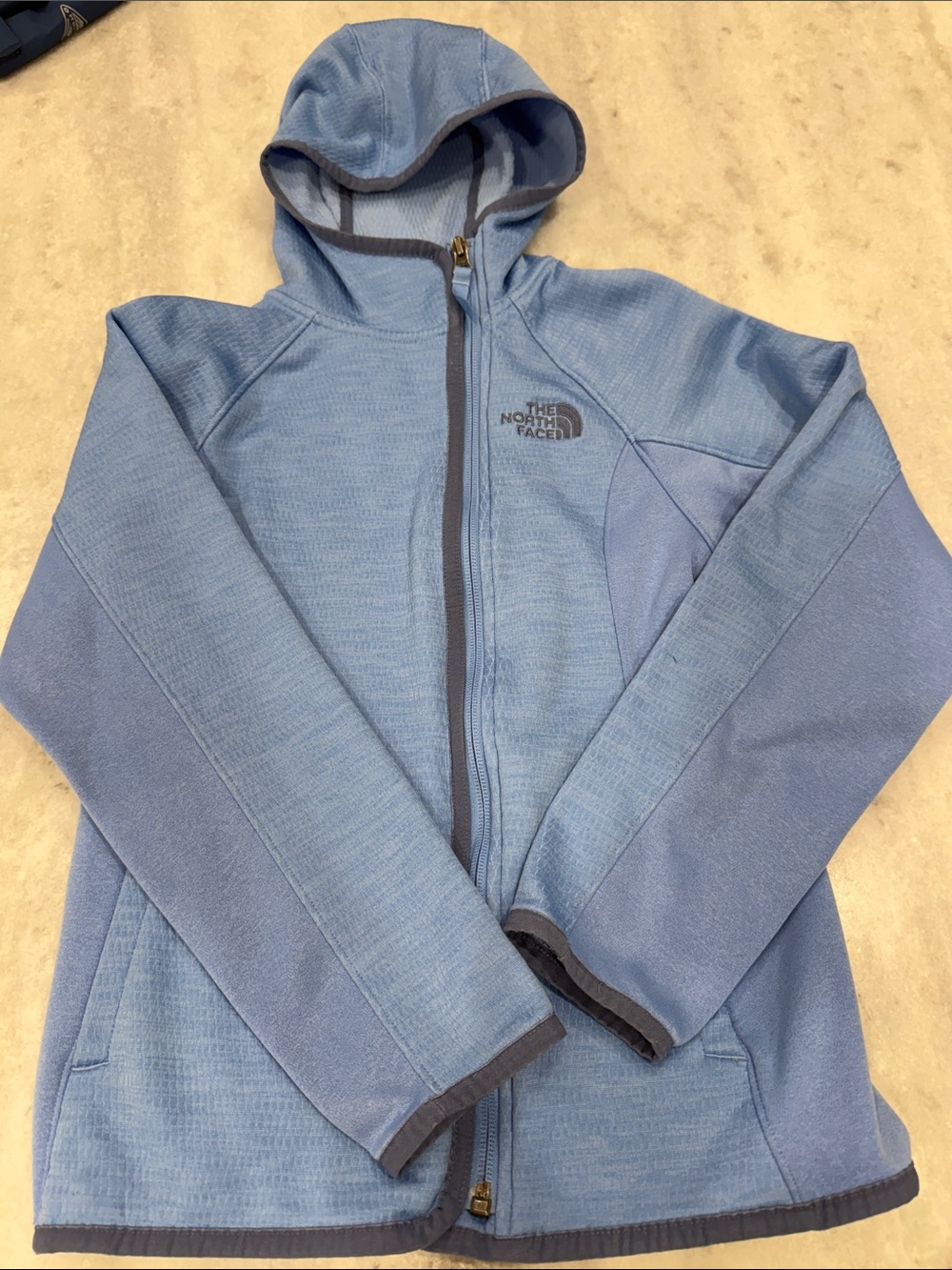 The North Face Girls' Light Blue Hooded Fleece Jacket M-10/12